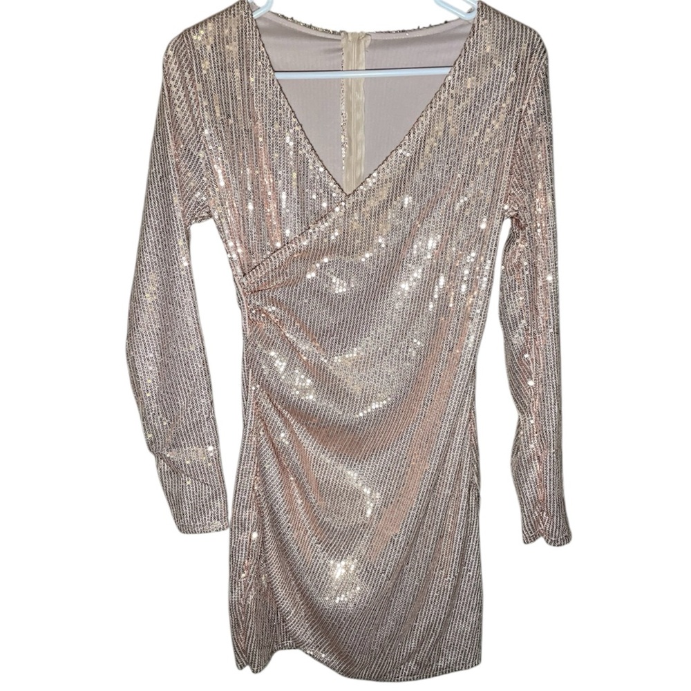 NWOT Champagne Sequin Mini Dress